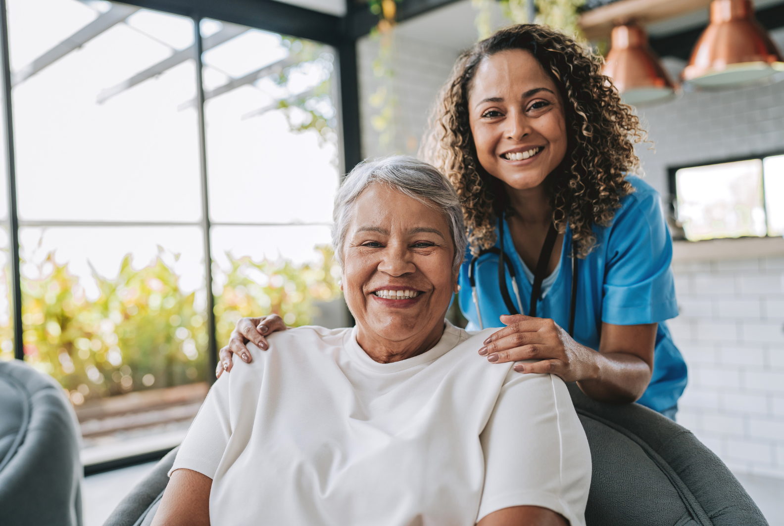 senior woman with caregiver