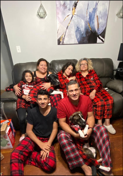 image-19 Monica’s Family
From left to right top: youngest daughter Camilla, Monica with family dog Oreo on her lap, oldest daughter Ally, and Monica’s mom Maritza
From left to right bottom: middle child Victor, Husband Fredy with Kobe (Oreo’s brother who Monica’s family was dog sitting)