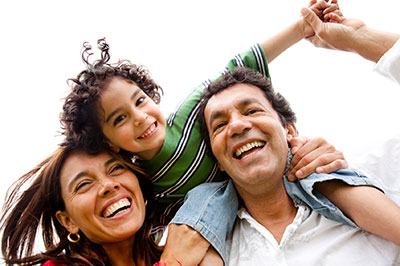 beautiful happy family having fun outdoors isolated