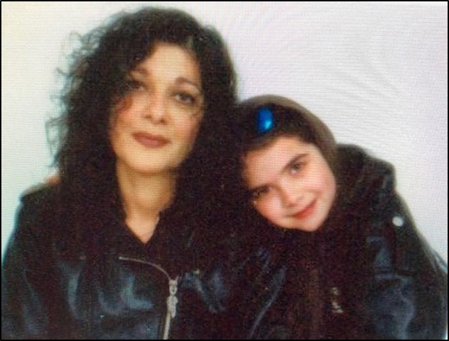 Cheryl and her daughter Elizabeth in leather jackets
