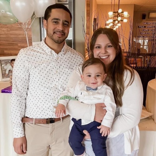 Isiah with his wife, Amanda, and son, Isiah Jr.